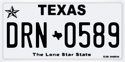 TX license plate DRN0589