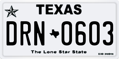 TX license plate DRN0603