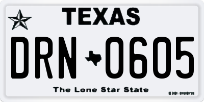 TX license plate DRN0605