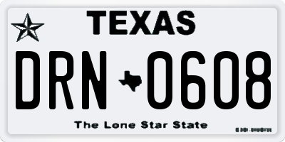 TX license plate DRN0608