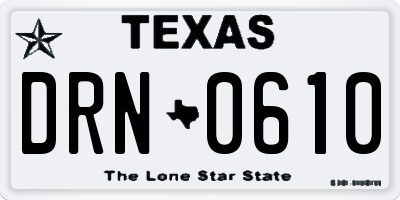 TX license plate DRN0610
