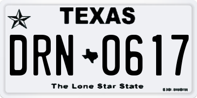 TX license plate DRN0617