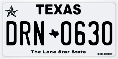 TX license plate DRN0630