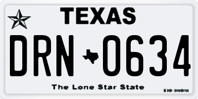 TX license plate DRN0634