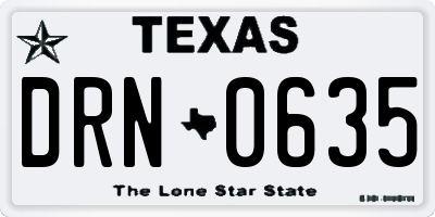 TX license plate DRN0635