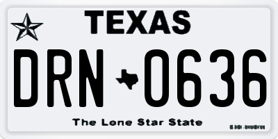 TX license plate DRN0636