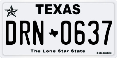 TX license plate DRN0637