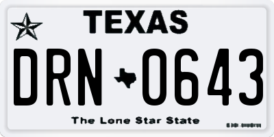 TX license plate DRN0643
