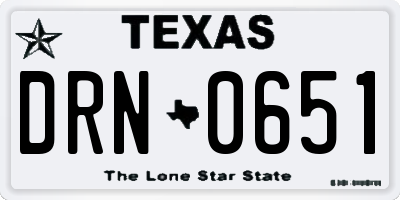 TX license plate DRN0651