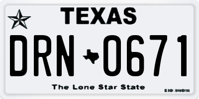 TX license plate DRN0671