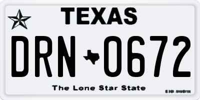 TX license plate DRN0672