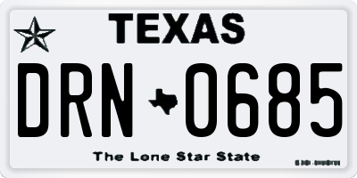 TX license plate DRN0685