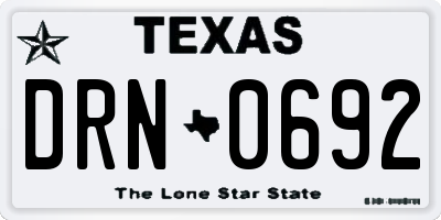 TX license plate DRN0692