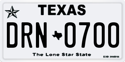 TX license plate DRN0700