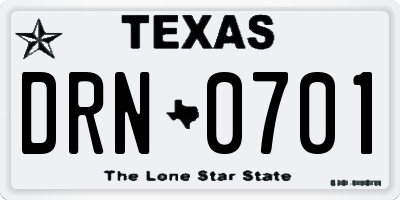 TX license plate DRN0701