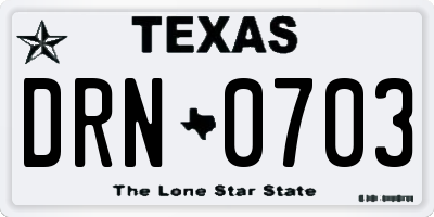 TX license plate DRN0703