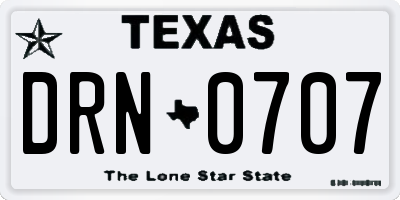 TX license plate DRN0707