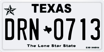 TX license plate DRN0713