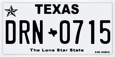 TX license plate DRN0715