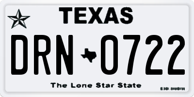 TX license plate DRN0722