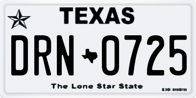 TX license plate DRN0725