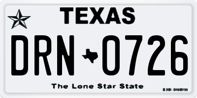 TX license plate DRN0726