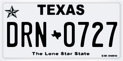 TX license plate DRN0727