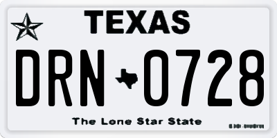 TX license plate DRN0728