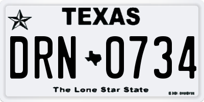 TX license plate DRN0734
