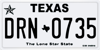 TX license plate DRN0735