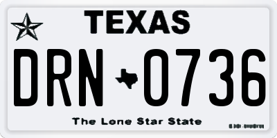 TX license plate DRN0736