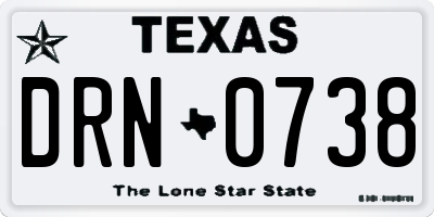 TX license plate DRN0738