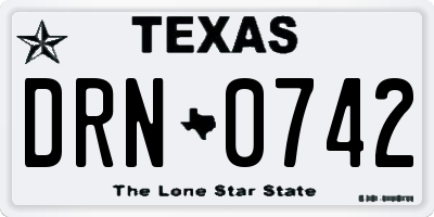 TX license plate DRN0742