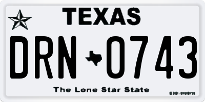 TX license plate DRN0743