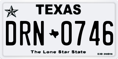 TX license plate DRN0746