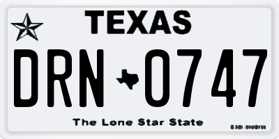 TX license plate DRN0747