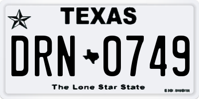 TX license plate DRN0749