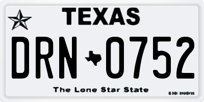 TX license plate DRN0752