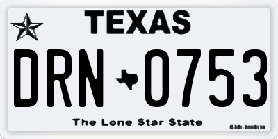 TX license plate DRN0753