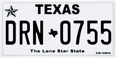 TX license plate DRN0755