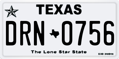 TX license plate DRN0756