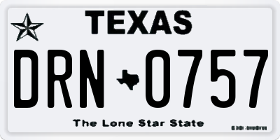 TX license plate DRN0757