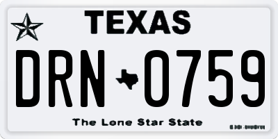 TX license plate DRN0759