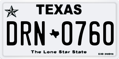 TX license plate DRN0760