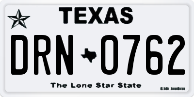 TX license plate DRN0762