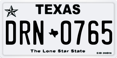 TX license plate DRN0765