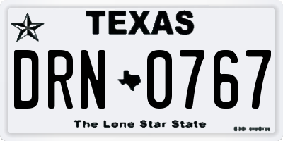 TX license plate DRN0767