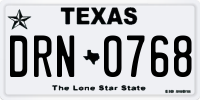 TX license plate DRN0768