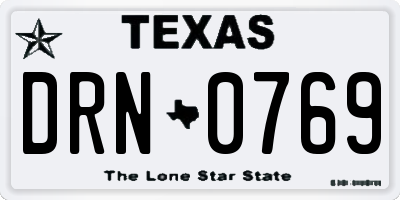TX license plate DRN0769