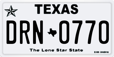 TX license plate DRN0770